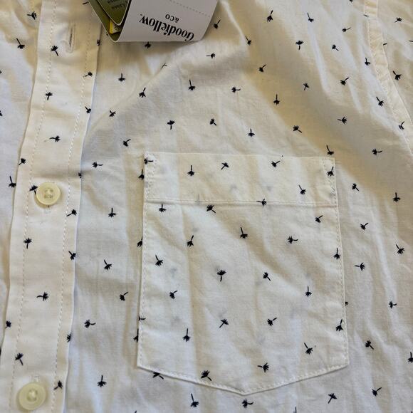 Goodfellow Every Wear Poplin Button Up Slim Shirt White Black Men's Small New - Picture 5 of 8